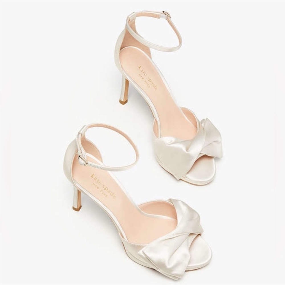 Kate Spade Ivory Satin Bridal Bow Heels